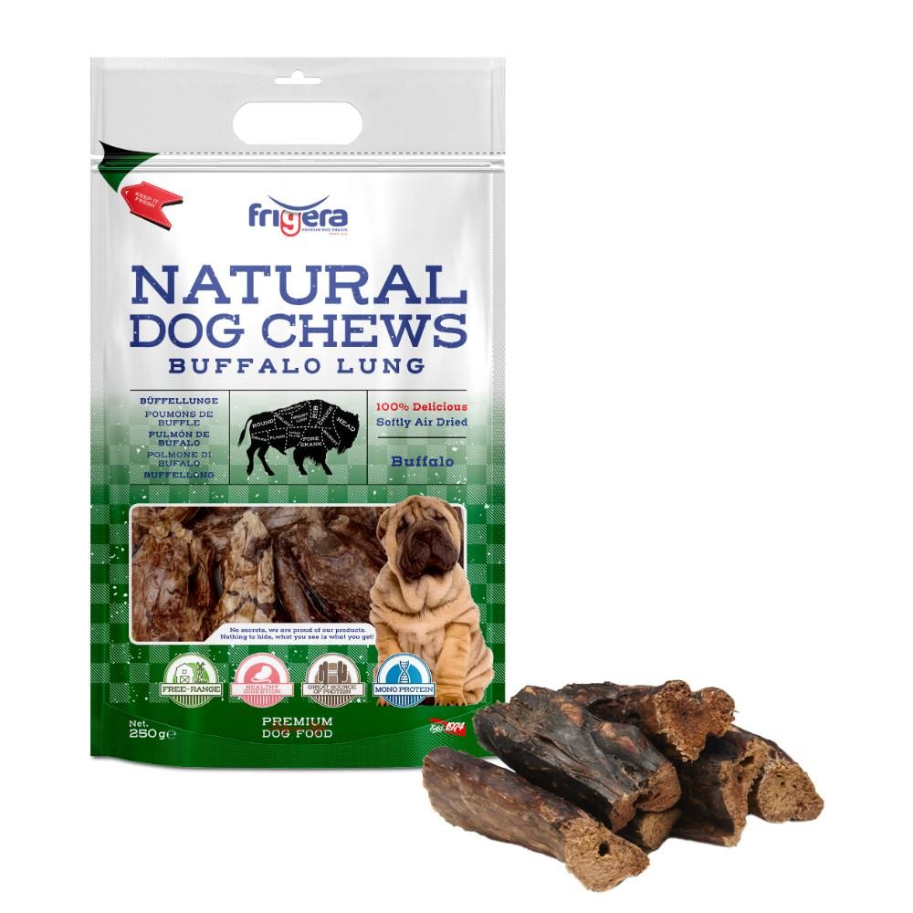 Frigera Natural Dog Chews Bøffel Lunger 250 g