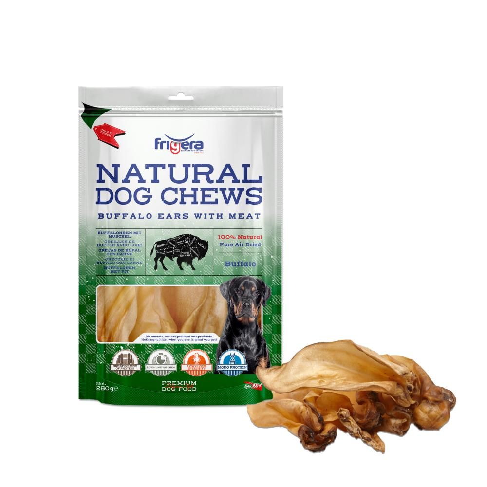 Frigera Natural Dog Chews Bøffelører med kød 250 g